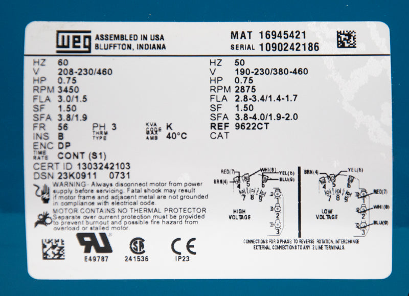 Burks® 37CT7M 3/4HP Water Condensate Turbine Boiler Feed 208-230/460V 3-Phase